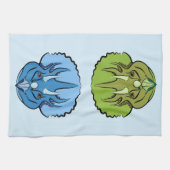 Triceratops Blue en Green Cute Dinosaurs Theedoek (Horizontaal)