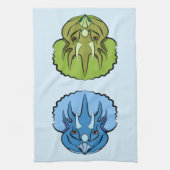 Triceratops Blue en Green Cute Dinosaurs Theedoek (Verticaal)