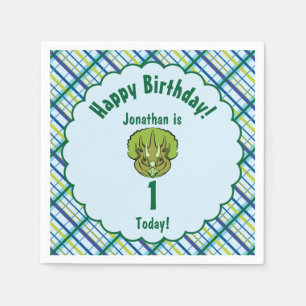 Triceratops Blue en Green Dinosaur Personalized Servetten