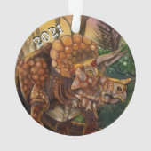 Triceratops Bos Aangepaste Naam Ornament (achterkant)