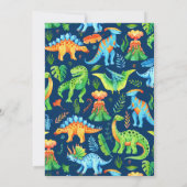 Triceratops Boy Dinosaur Verjaardagsfeestje Blauw Kaart (Achterkant)