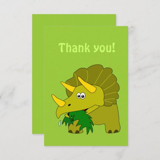 Triceratops Cartoon Dinosaur Dank u wel kaarten (Voorkant / Achterkant)