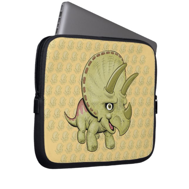 Triceratops Cartoon Laptop Sleeve (Voorkant Rechts)