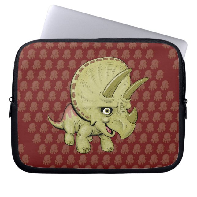 Triceratops Cartoon Laptop Sleeve (Voorkant)