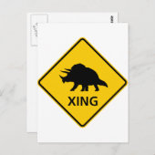 Triceratops Crossing Highway Sign Dinosaur Briefkaart (Voorkant / Achterkant)