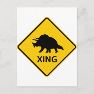 Triceratops Crossing Highway Sign Dinosaur Briefkaart