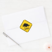 Triceratops Crossing Highway Sign Dinosaur Ronde Sticker (Envelop)