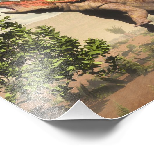 Triceratops die eten bij magnolia tree - 3D render Foto Afdruk (Hoek)