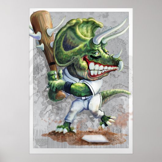 Triceratops Dino Baseball Poster (Voorkant)