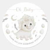 Triceratops Dinosaur Baby Shower Aangepaste Dank J Ronde Sticker (Voorkant)