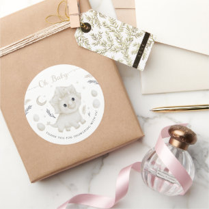 Triceratops Dinosaur Baby Shower Aangepaste Dank J Ronde Sticker