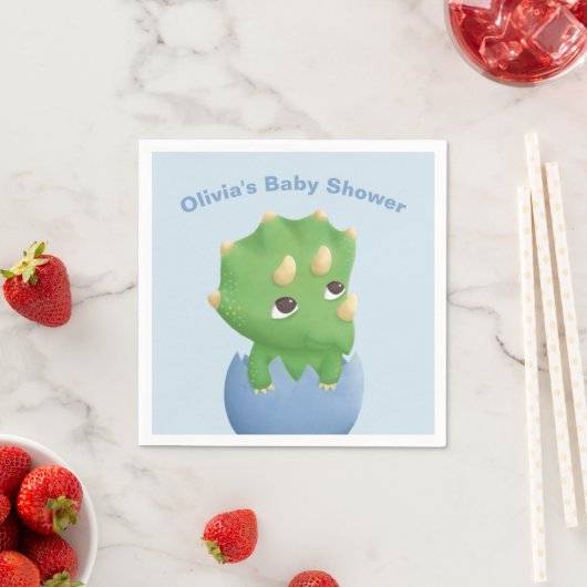 Triceratops Dinosaur Baby shower Party Supplies Servetten (Insitu)