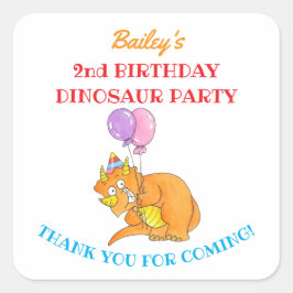Triceratops Dinosaur Bedankt Kinderverjaardag  Vierkante Sticker