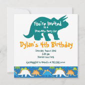 Triceratops Dinosaur Birthday Party Invitations Kaart (Voorkant)