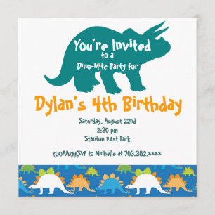 Triceratops Dinosaur Birthday Party Invitations Kaart