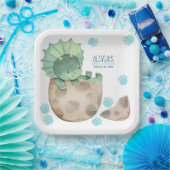 Triceratops Dinosaur Boy Baby shower Papieren Bordje (Feest)