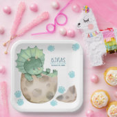 Triceratops Dinosaur Boy Baby shower Papieren Bordje (Feest)