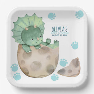 Triceratops Dinosaur Boy Baby shower Papieren Bordje