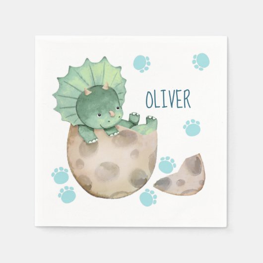 Triceratops Dinosaur Boy Baby shower Servet (Voorkant)