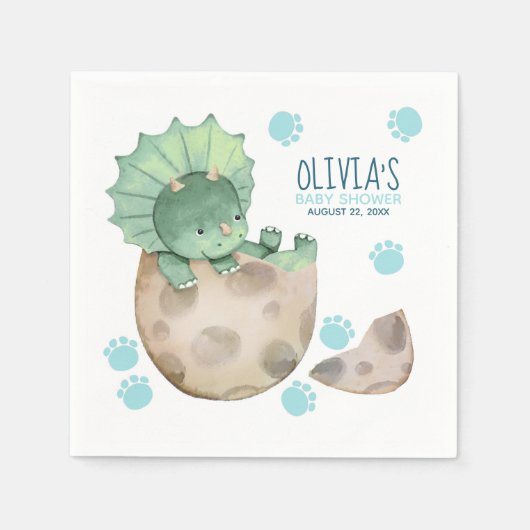 Triceratops Dinosaur Boy Baby shower Servet (Voorkant)