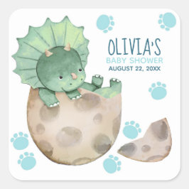 Triceratops Dinosaur Boy Baby shower Vierkante Sticker