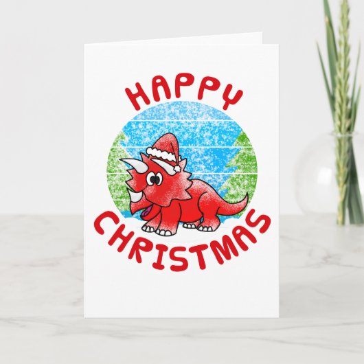 Triceratops Dinosaur Christmas Kaart Funny (Voorkant)