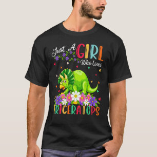 Triceratops Dinosaur Gewoon Een Meisje Dat Van Tr T-shirt