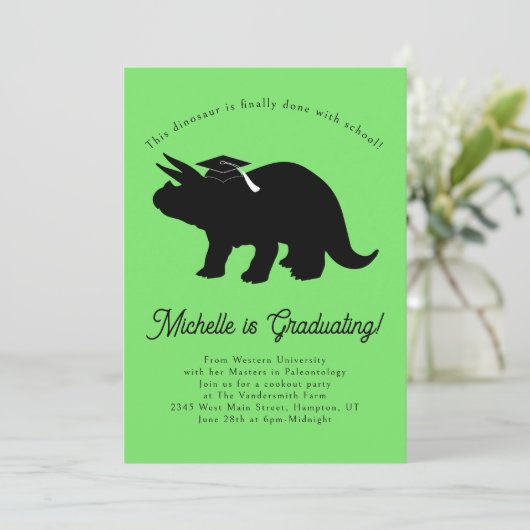 Triceratops Dinosaur Graduation Party Kaart (Staand voorkant)