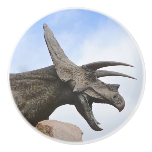 Triceratops Dinosaur Keramische Knop (Voorkant)