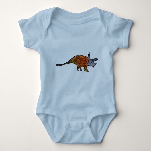 Triceratops dinosaur kinder leuke illustratie romper (Voorkant)