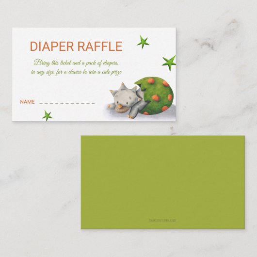 Triceratops Dinosaur Luier Raffle Informatiekaartje (Voorkant / Achterkant)