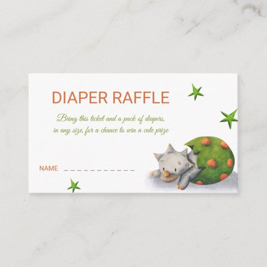 Triceratops Dinosaur Luier Raffle Informatiekaartje (Voorkant)