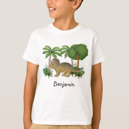 Triceratops dinosaur met bomen en Planten T-shirt