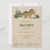 Triceratops Dinosaur minimalist Beige Birthday Kaart (Voorkant)