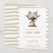 Triceratops Dinosaur Neutral Baby shower Party Kaart (Voorkant / Achterkant)