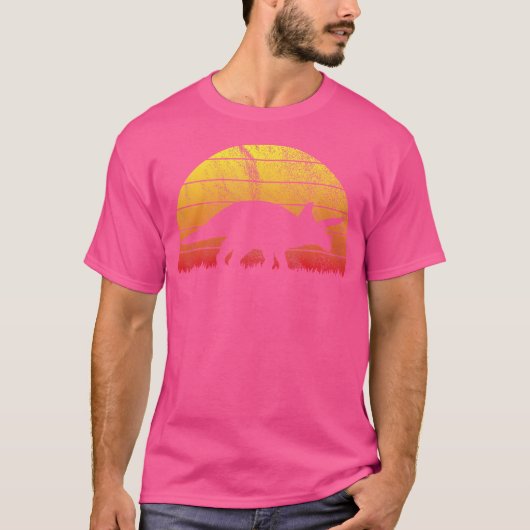 Triceratops Dinosaur Retro  Summer Sunset T-shirt (Voorkant)