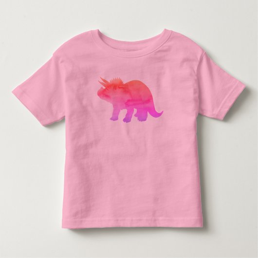 Triceratops Dinosaur Roze Oranje Schilderij T-shir Kinder Shirts (Voorkant)