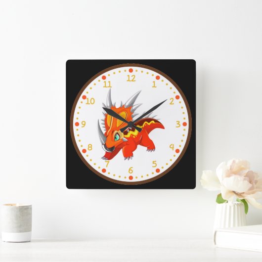 Triceratops Dinosaur Square Wall klok (Huis)