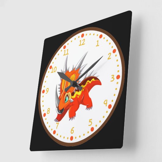 Triceratops Dinosaur Square Wall klok (Hoek)