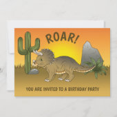 Triceratops dinosaur Sunset in woestijn Birthday Kaart (Voorkant)
