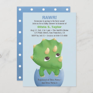 Triceratops Dinosaur Thed Baby shower Kaart