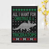 Triceratops Dinosaur Ugly Christmas Design Style F Kaart (Gele Bloem)