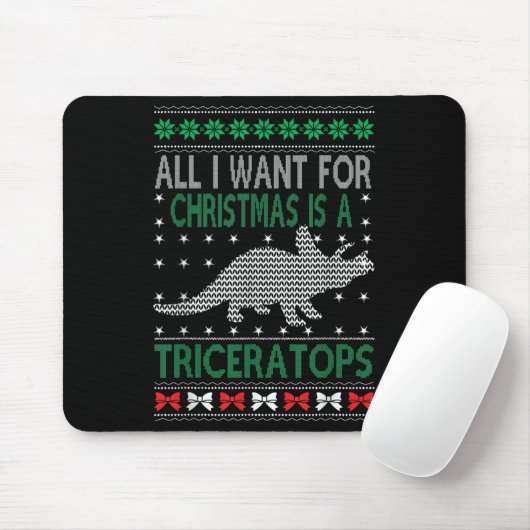Triceratops Dinosaur Ugly Christmas Design Style F Muismat (Met muis)