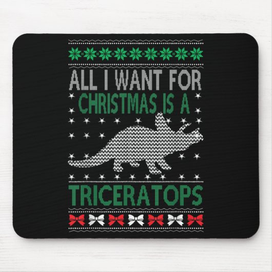 Triceratops Dinosaur Ugly Christmas Design Style F Muismat (Voorkant)