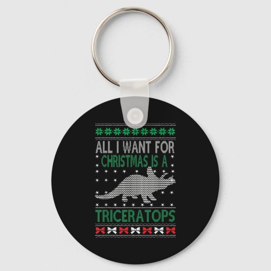 Triceratops Dinosaur Ugly Christmas Design Style F Sleutelhanger (Voorkant)