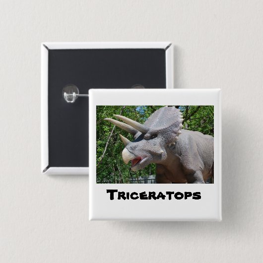 Triceratops Dinosaurs Vierkante Button 5,1 Cm (Voorkant /achterkant)