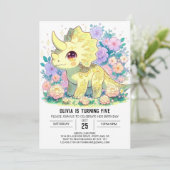 Triceratops Dinosaurus Digitale Verjaardag Kaart (Staand voorkant)