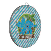 Triceratops dinosaurus; hemelsblauw & witte strepe dartbord (Voorkant Links)
