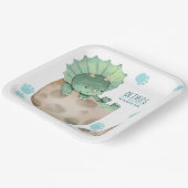 Triceratops Dinosaurus Jongen 1e Verjaardagsfeest Papieren Bordje (Gebogen)