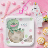 Triceratops Dinosaurus Meisje Baby shower Papieren Bordje (Feest)